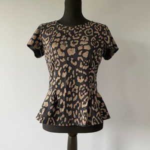 Ann Taylor Leopard Printed Peplum Shirt